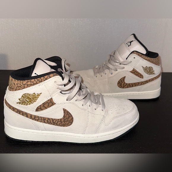 Nike air Jordan 1 mid SE Brown Elephant size 10 - Picture 2 of 7